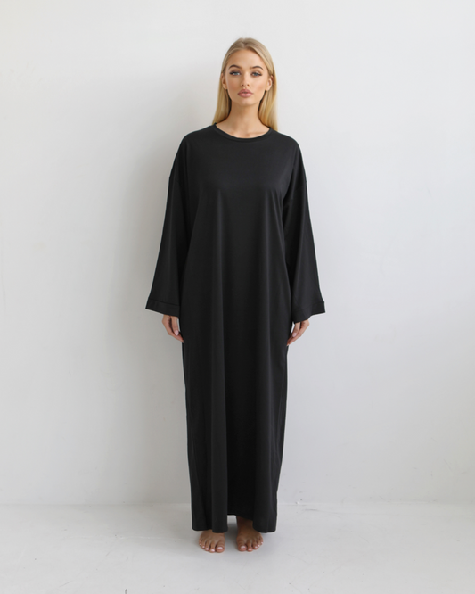 LEYA MAXI SHIRT DRESS - BLACK