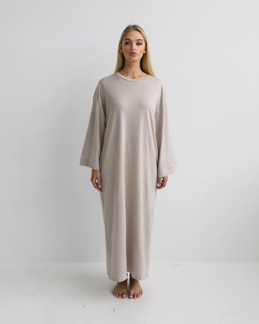 LEYA MAXI SHIRT DRESS - BONE